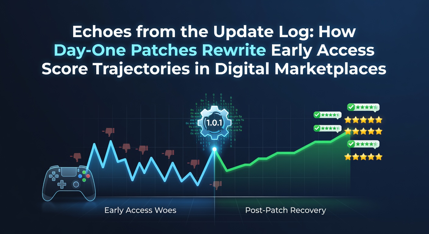 Graph showing review score fluctuations in early access games before and after day-one patches on digital marketplaces