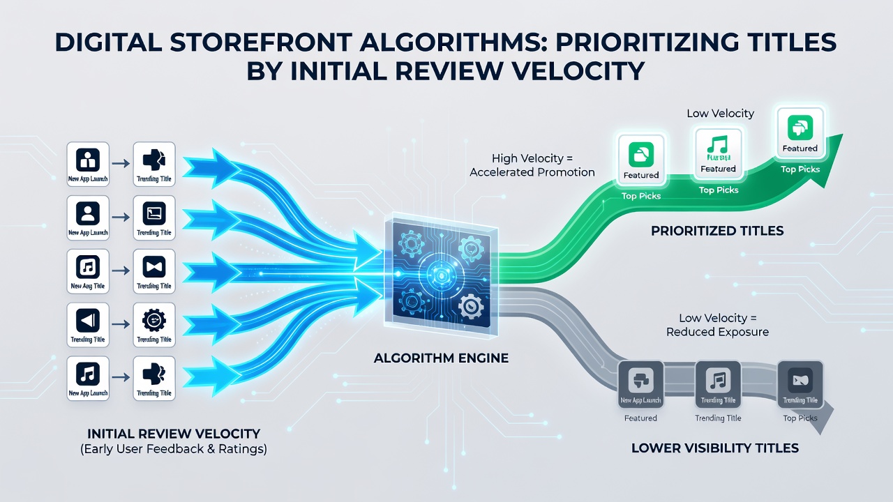Analytics interface displaying review velocity graphs and algorithmic priority adjustments over time