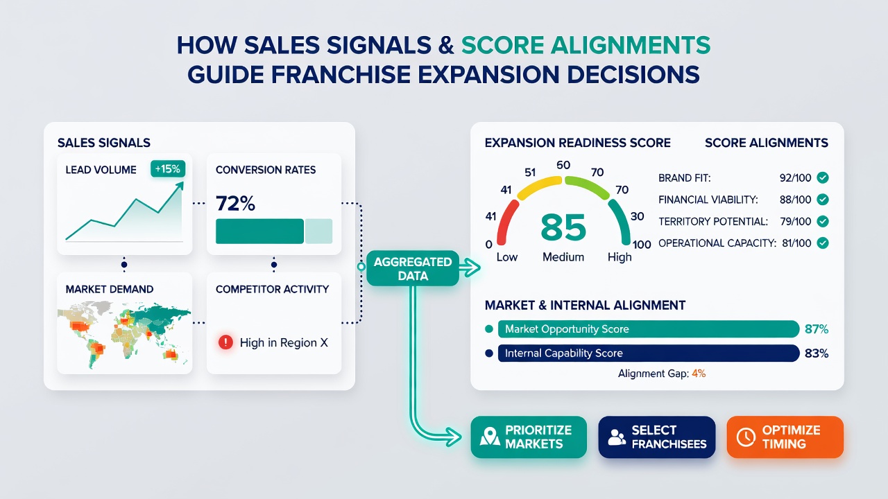Strategic meeting where executives analyze franchise performance metrics including sales and review alignment