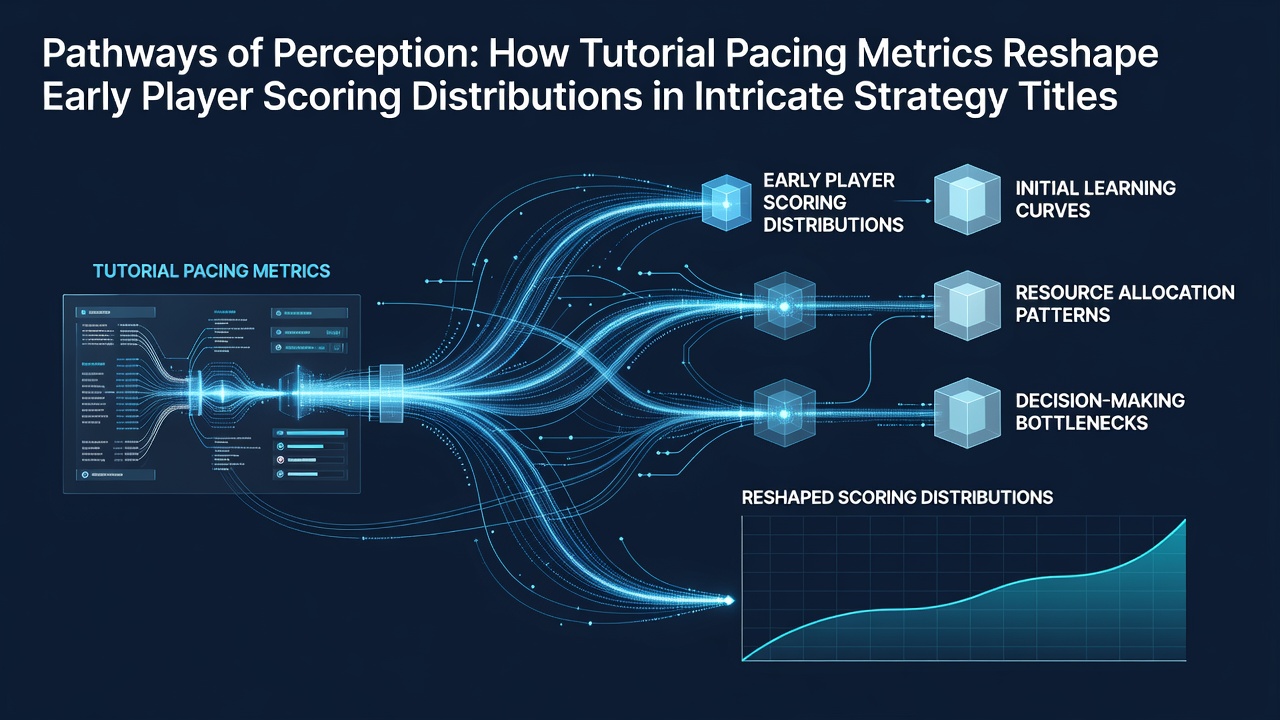 Visual representation of tutorial pacing metrics influencing player performance graphs in strategy games